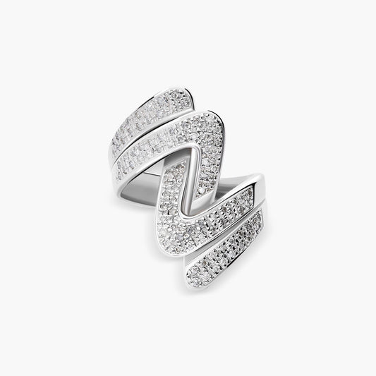 Anillo de oro blanco 18K diamante natural 0.56 ct. ZIGZAG