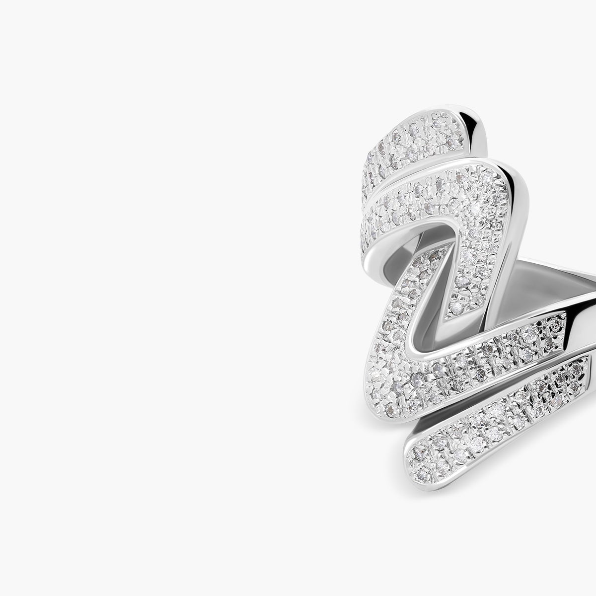 Anillo de oro blanco 18K diamante natural 0.56 ct. ZIGZAG