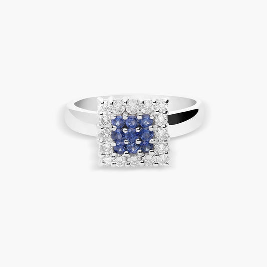 Anillo de oro blanco 18K diamante natural 0.48 ct. BRIDGE SAPPHIRE