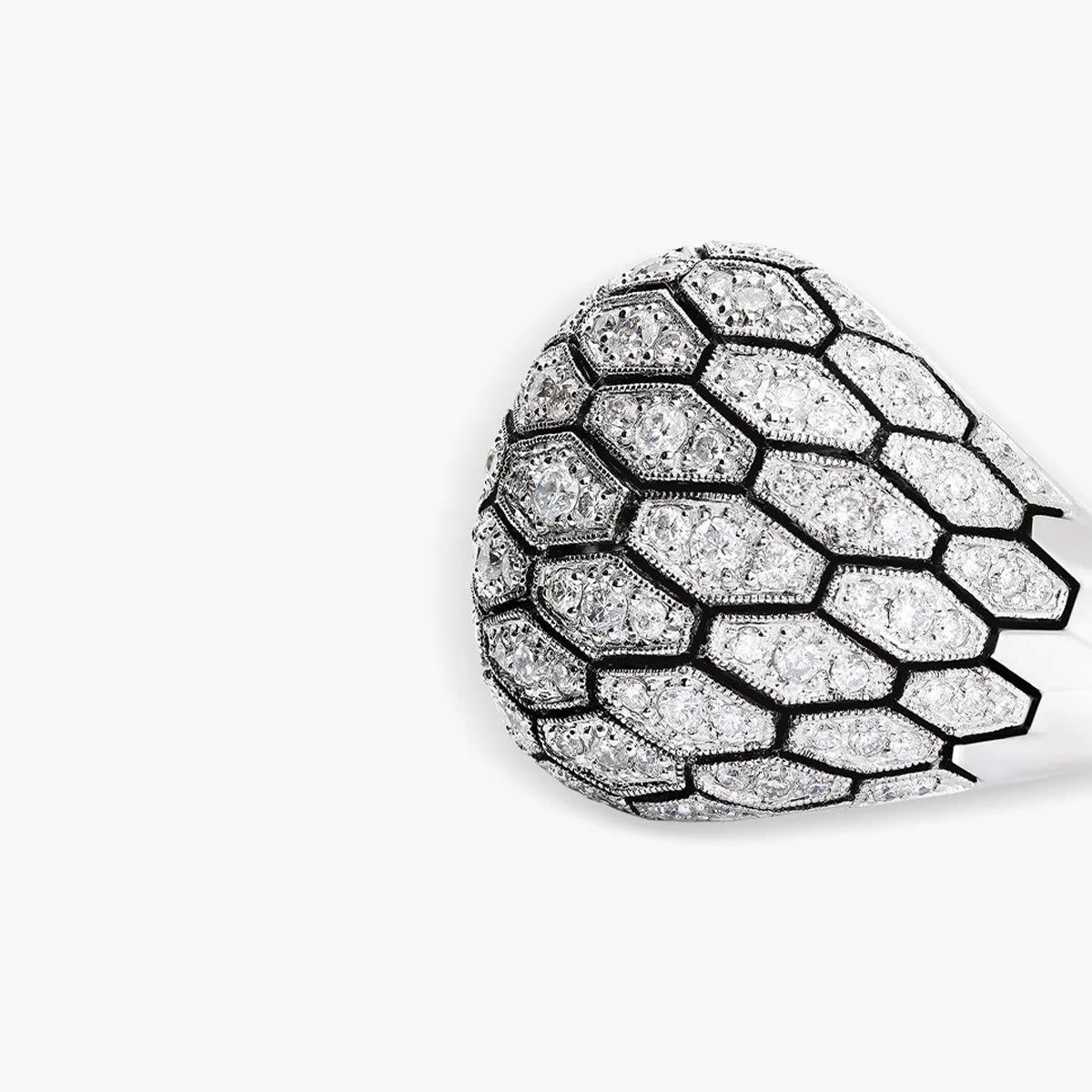 Anillo de oro blanco 18K diamante natural 1.82 ct. MIDNIGHT SERPENT
