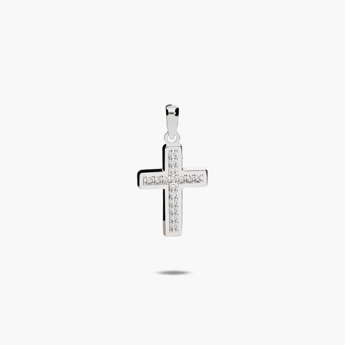 Cruz diamante natural de oro blanco 18K 20 mm