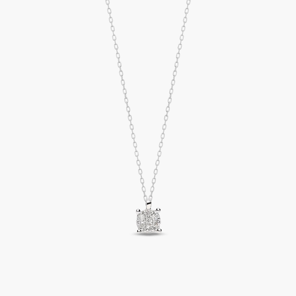 Collar de oro blanco 18K diamante natural 0.07 ct. 4 mm