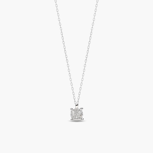 Collar de oro blanco 18K diamante natural 0.07 ct. 4 mm