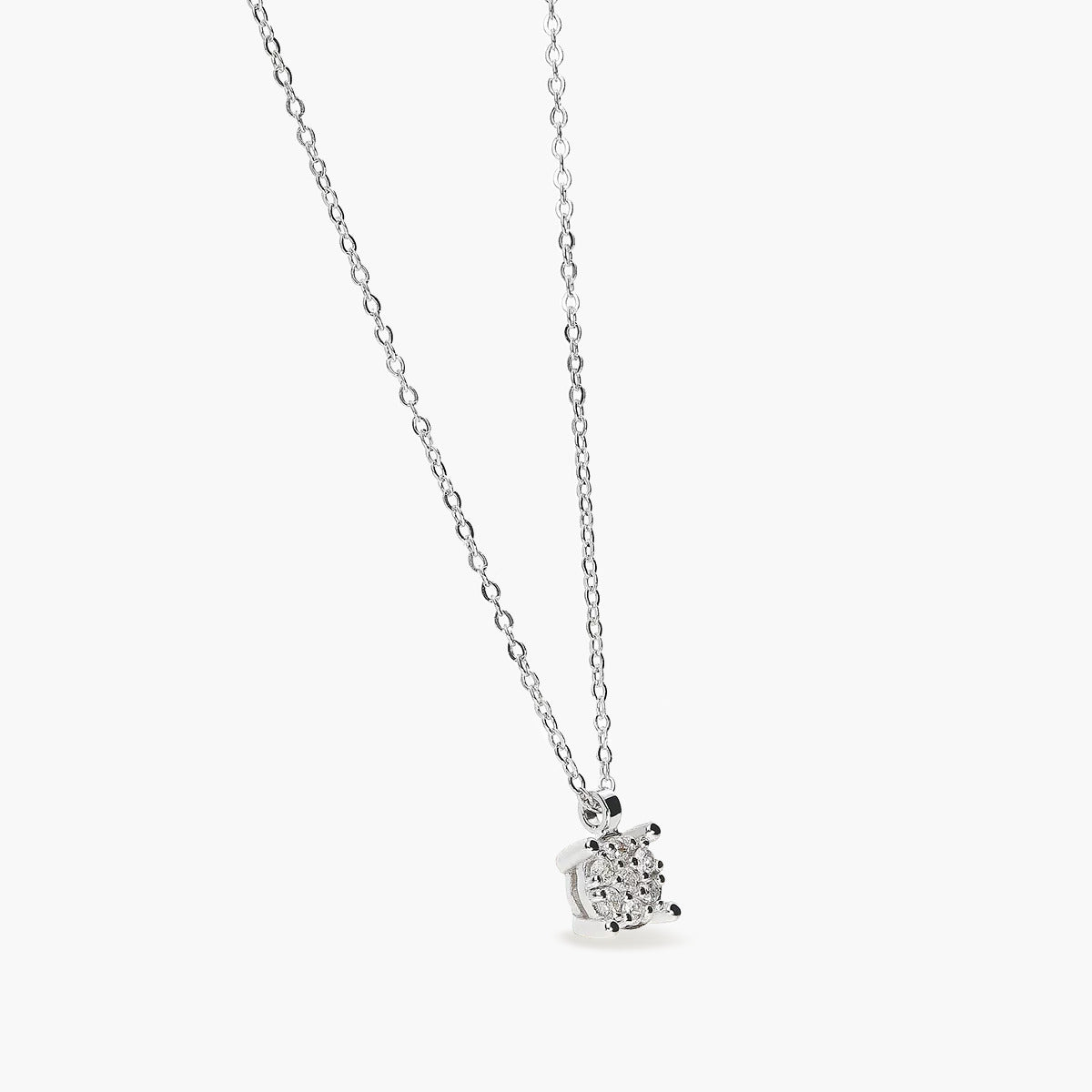 Collar de oro blanco 18K diamante natural 0.07 ct. 4 mm