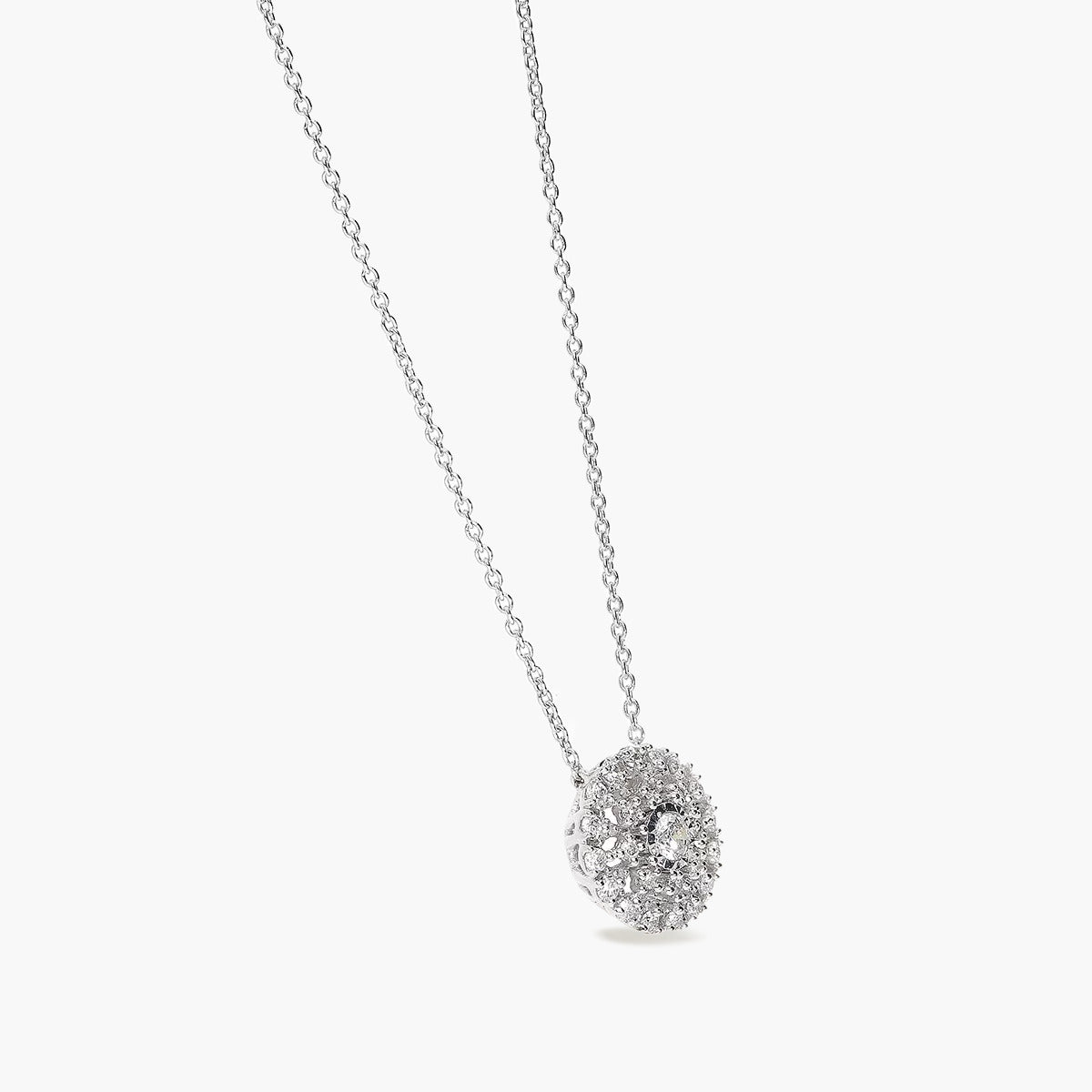 Collar de oro blanco 18K diamante natural 0.14 ct. 8 mm