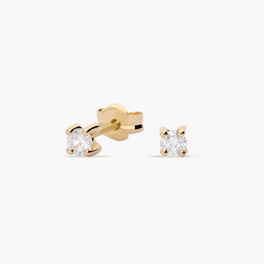 Pendientes redondos de oro 18K diamante natural 0.20 ct. 3 mm