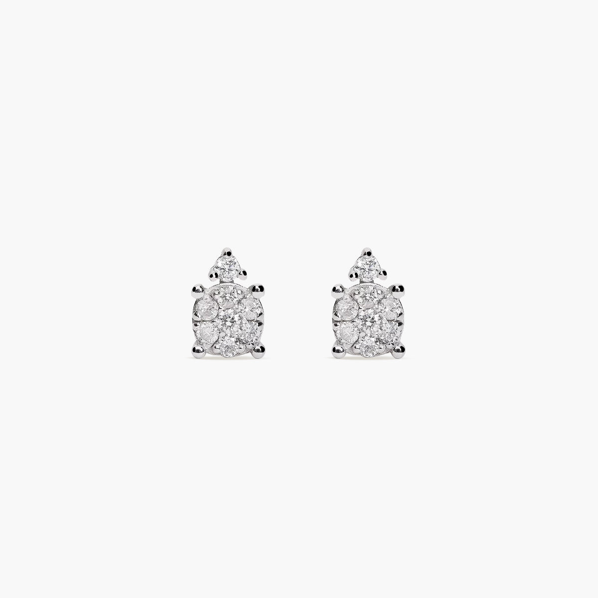 Pendientes de oro blanco 18K diamante natural 0.14 ct. 6 mm