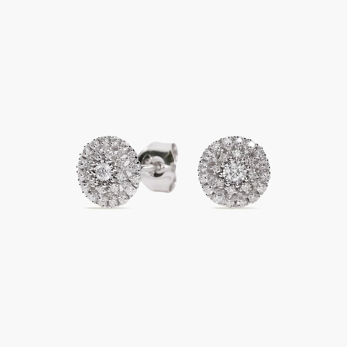 Pendientes redondos de oro blanco 18K diamante natural 0.20 ct. 7 mm