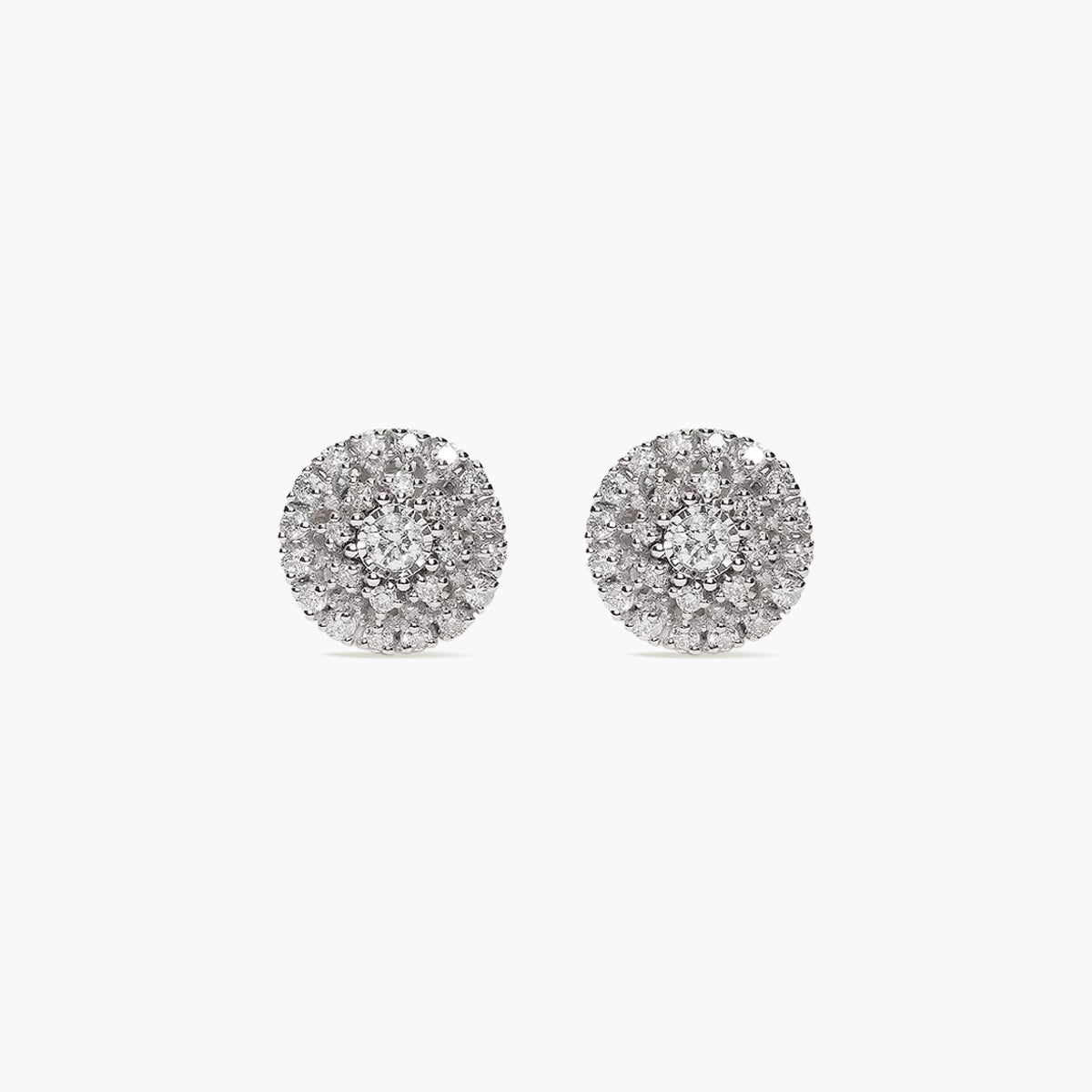 Pendientes redondos de oro blanco 18K diamante natural 0.20 ct. 7 mm