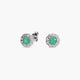 Pendientes de oro blanco 18K diamante natural 0.45 ct. esmeralda 7 mm FOREST