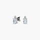 Pendientes de oro blanco 18K diamante natural 0.04 ct. aguamarina 8 mm GLACIER