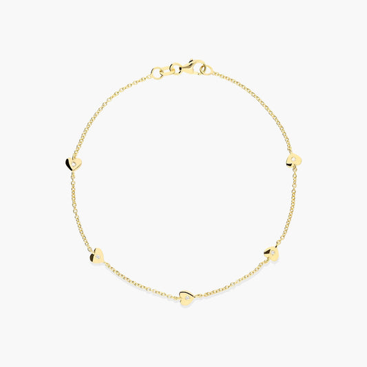 Pulsera de oro 18K diamante natural 0.03 ct. 16-18 cm