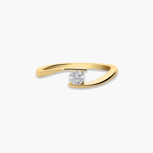 Anillo de oro 18K diamante natural 0.2 ct. GRAVITY