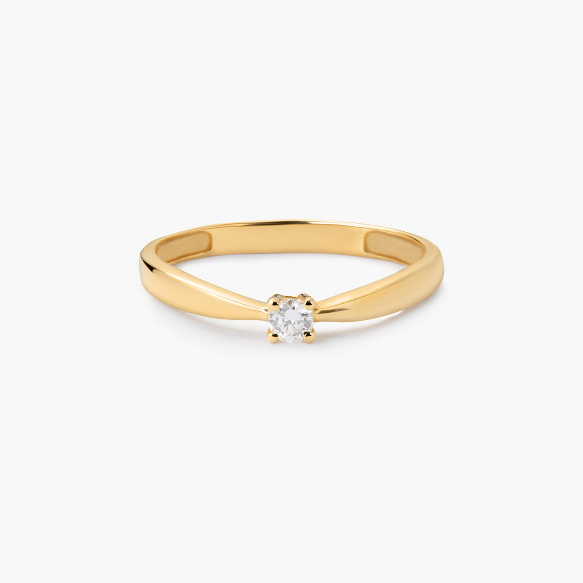 Anillo de oro 18K diamante natural 0.1 ct. SUN