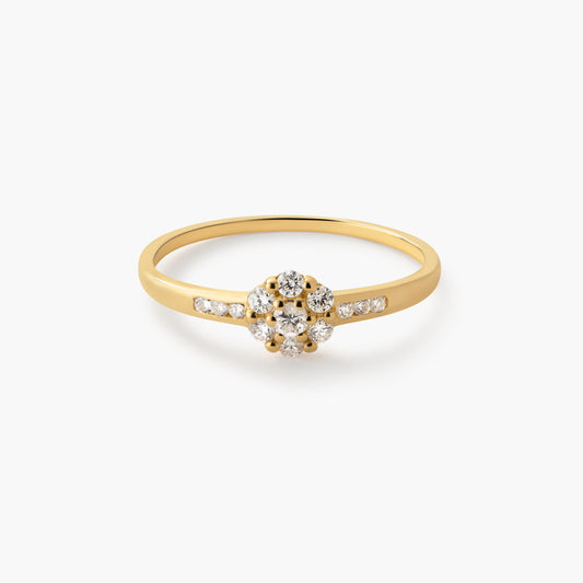 Anillo de oro 18K diamante natural 0.168 ct.