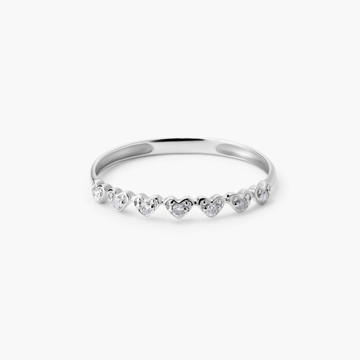 Anillo de oro blanco 18K diamante natural 0.07 ct.