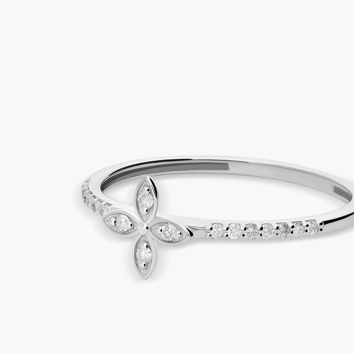 Anillo de oro blanco 18K diamante natural 0.102 ct.