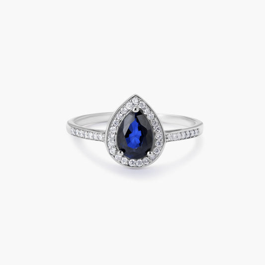 Anillo de oro blanco 18K diamante natural 0.19 ct. IMPERIAL TEAR
