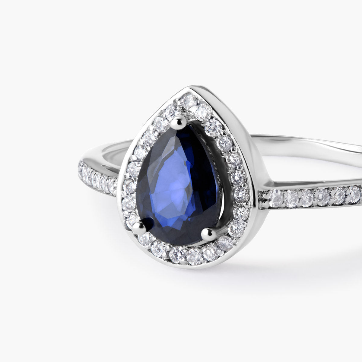 Anillo de oro blanco 18K diamante natural 0.19 ct. IMPERIAL TEAR