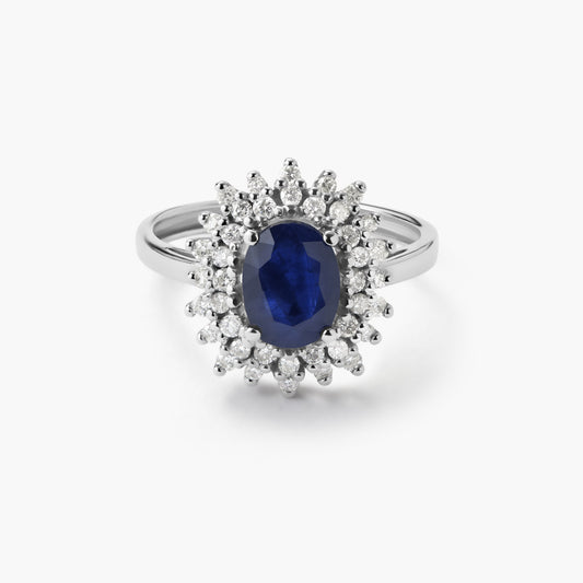 Anillo de oro blanco 18K diamante natural 0.43 ct. IMPERIAL SAPPHIRE