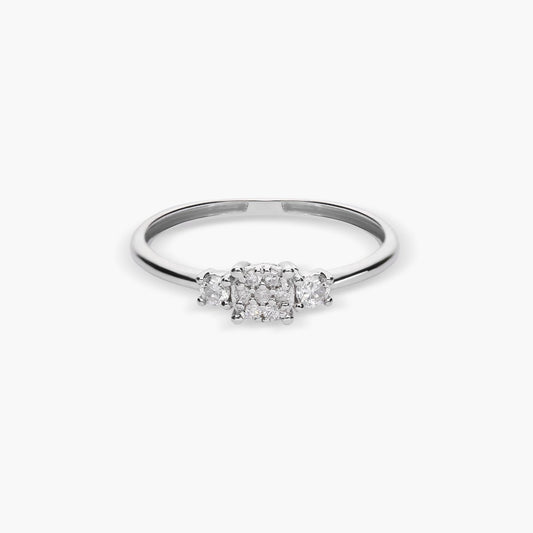 Anillo de oro blanco 18K diamante natural 0.1 ct. 