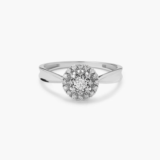 Anillo de oro blanco 18K diamante natural 0.14 ct. 