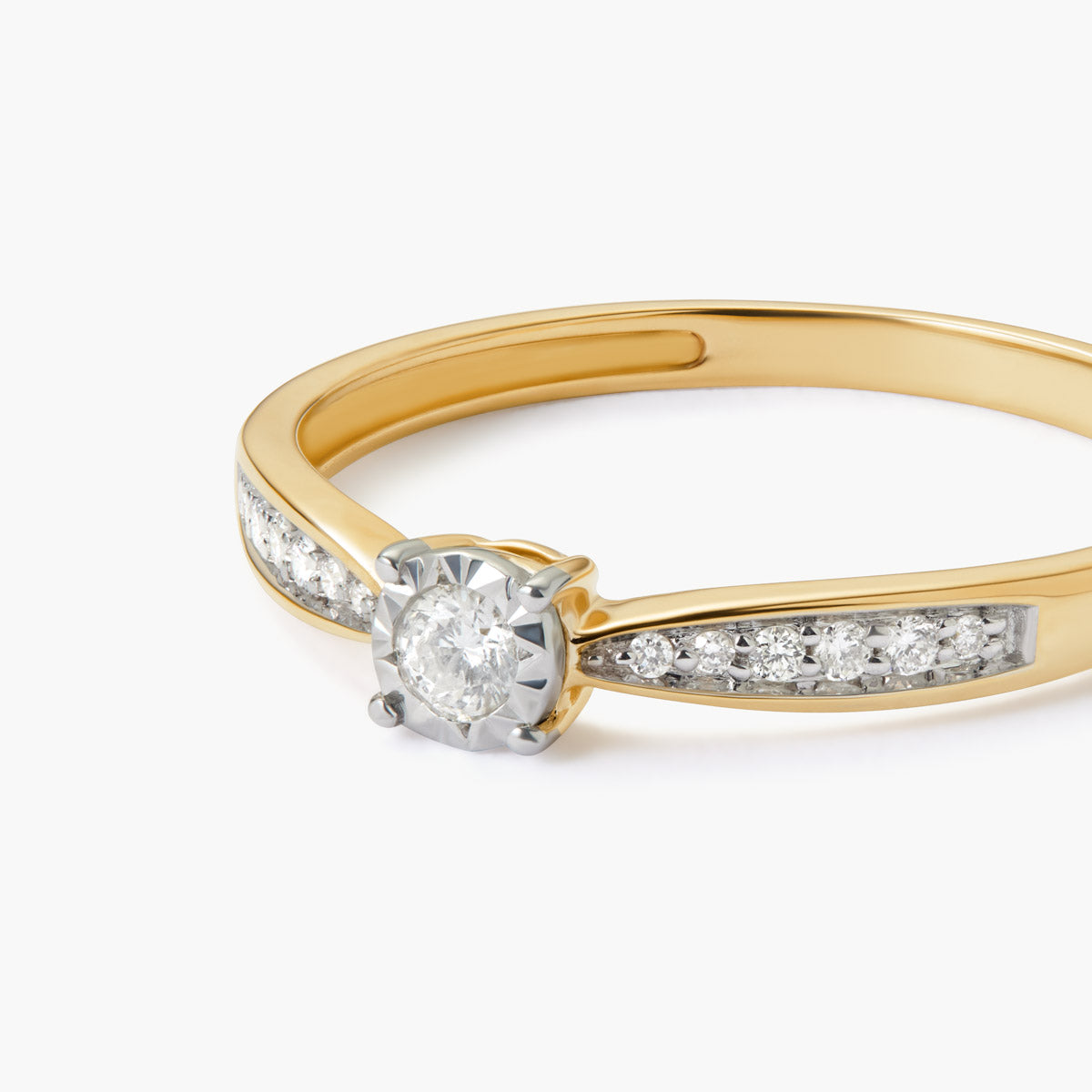 Anillo de oro 18K diamante natural 0.1 ct. COMET