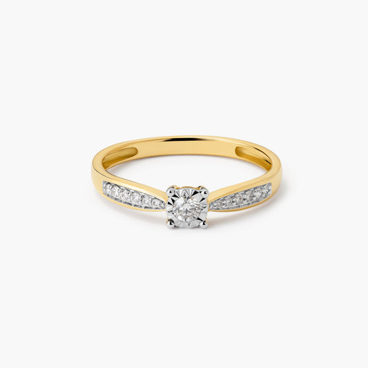 Anillo de oro 18K diamante natural 0.14 ct. COMET