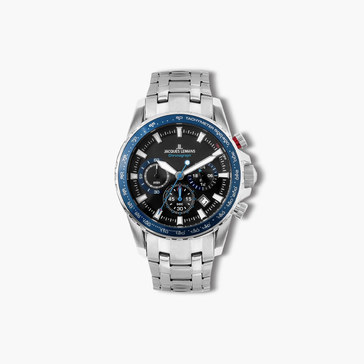 Reloj Jacques Lemans Liverpool 1-2099E acero esfera negra y azul