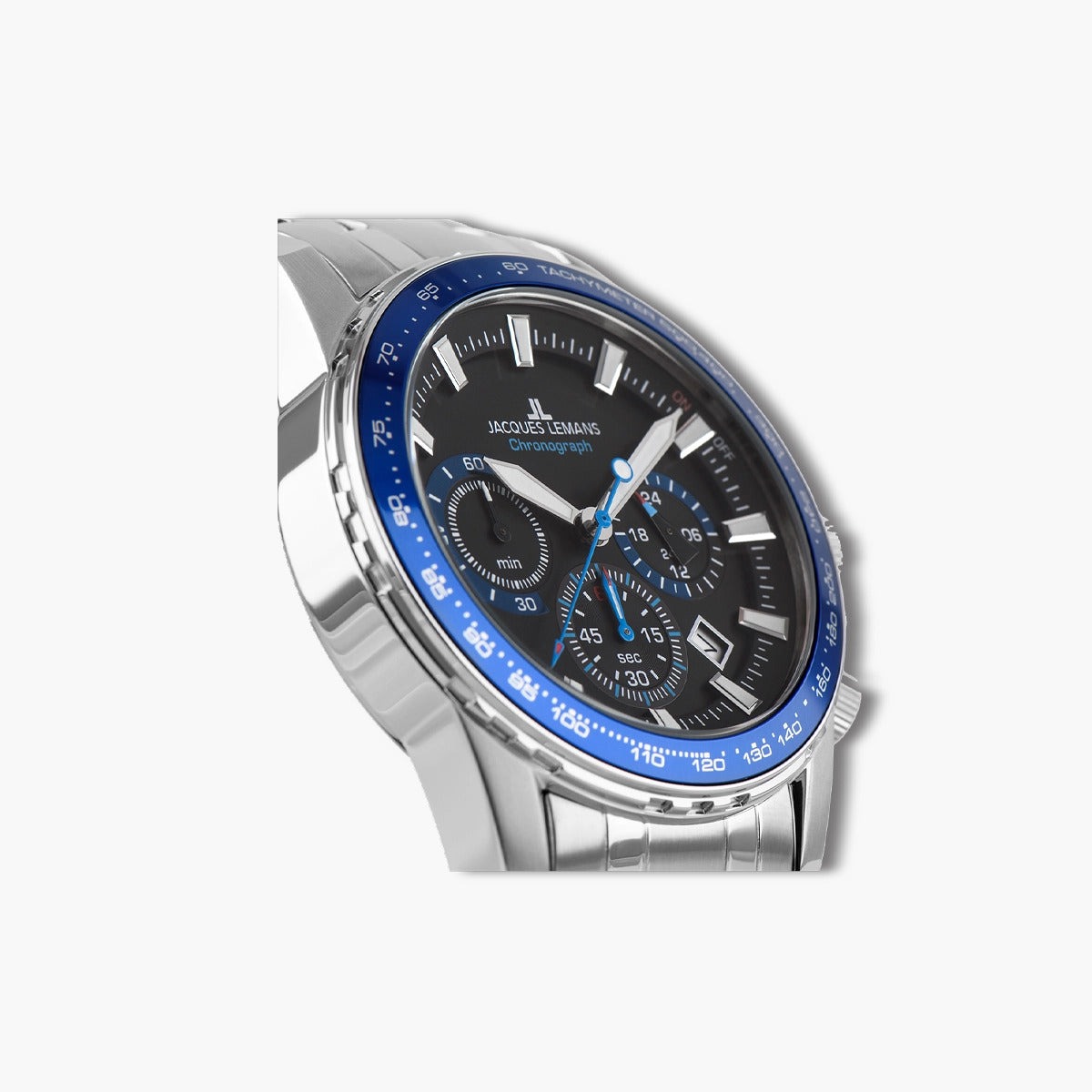 Reloj Jacques Lemans Liverpool 1-2099E acero esfera negra y azul