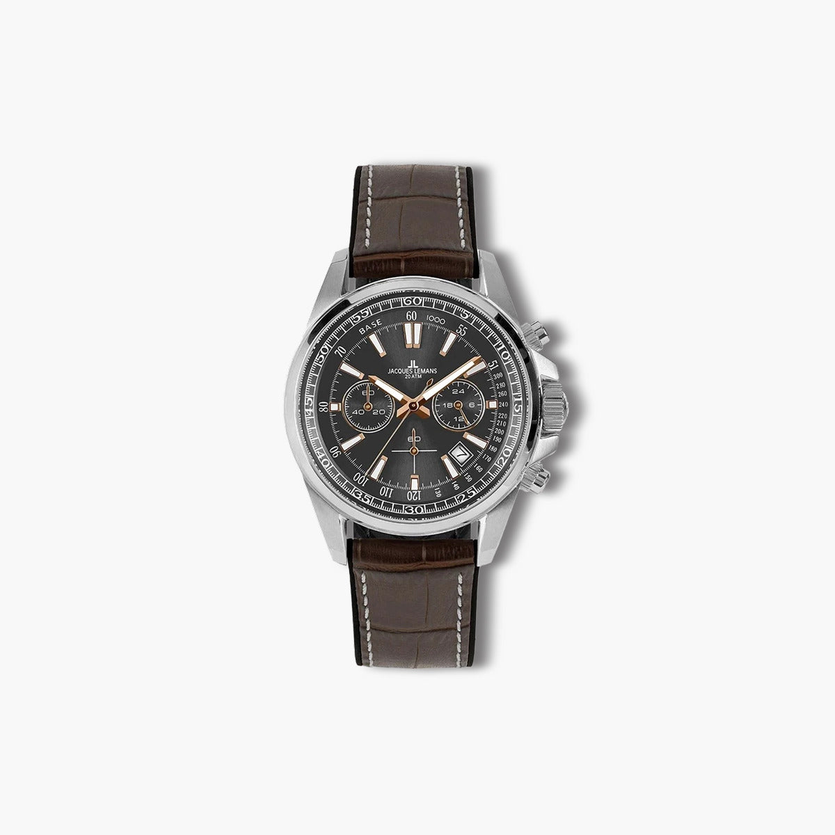 Reloj Jacques Lemans Liverpool 1-2117W cronógrafo piel marrón esfera gris
