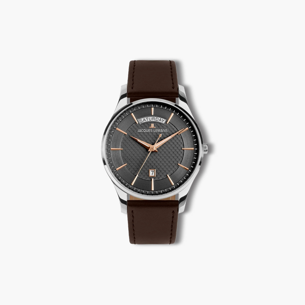 Reloj Jacques Lemans London 1-2193D cronógrafo piel marrón esfera gris