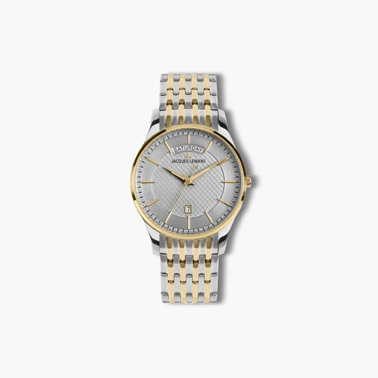 Reloj Jacques Lemans London 1-2193J acero bicolor esfera gris