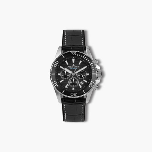 Reloj Jacques Lemans Liverpool 1-2206A cronógrafo piel esfera negra