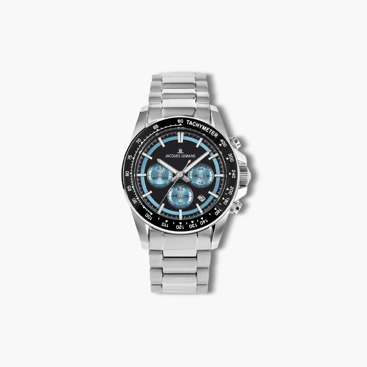 Reloj Jacques Lemans Liverpool 1-2207B cronógrafo acero esfera negra y azul