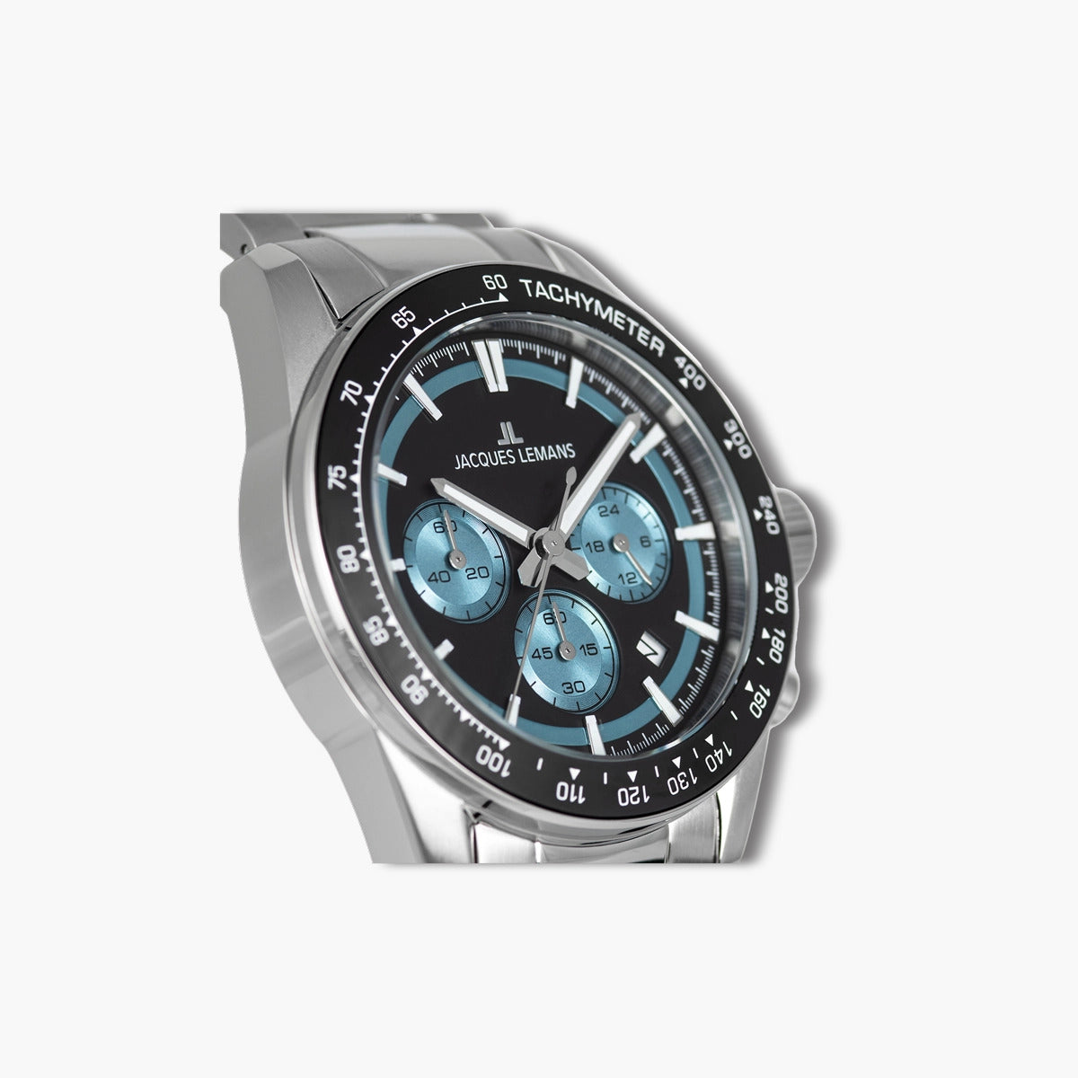 Reloj Jacques Lemans Liverpool 1-2207B cronógrafo acero esfera negra y azul