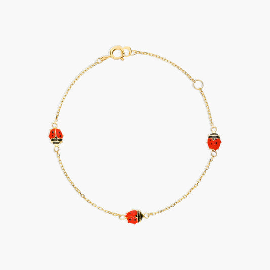 Pulsera de oro 18K mariquitas para bebé 11-13 cm