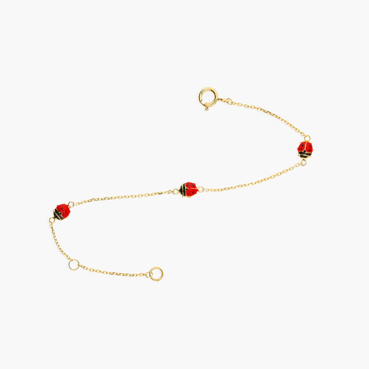 Pulsera de oro 18K mariquitas para bebé 11-13 cm