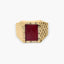 Sello hombre rectangular de oro 18K rubí