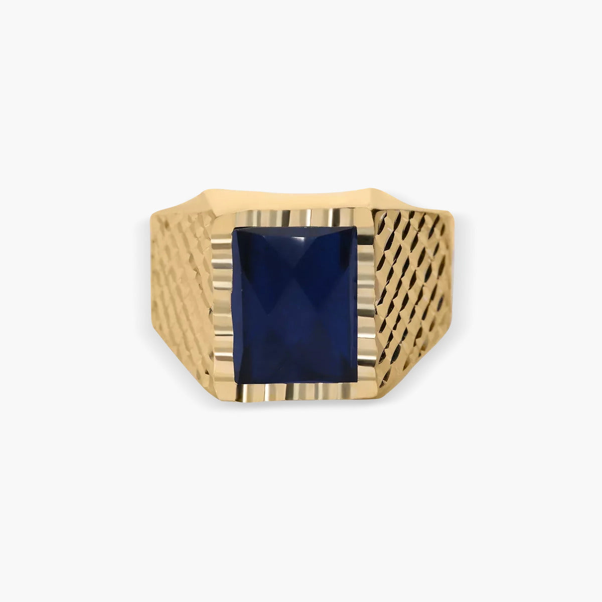 Sello hombre rectangular de oro 18K zafiro