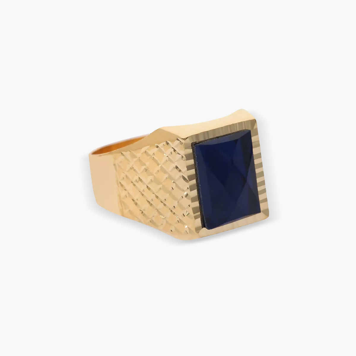 Sello hombre rectangular de oro 18K zafiro