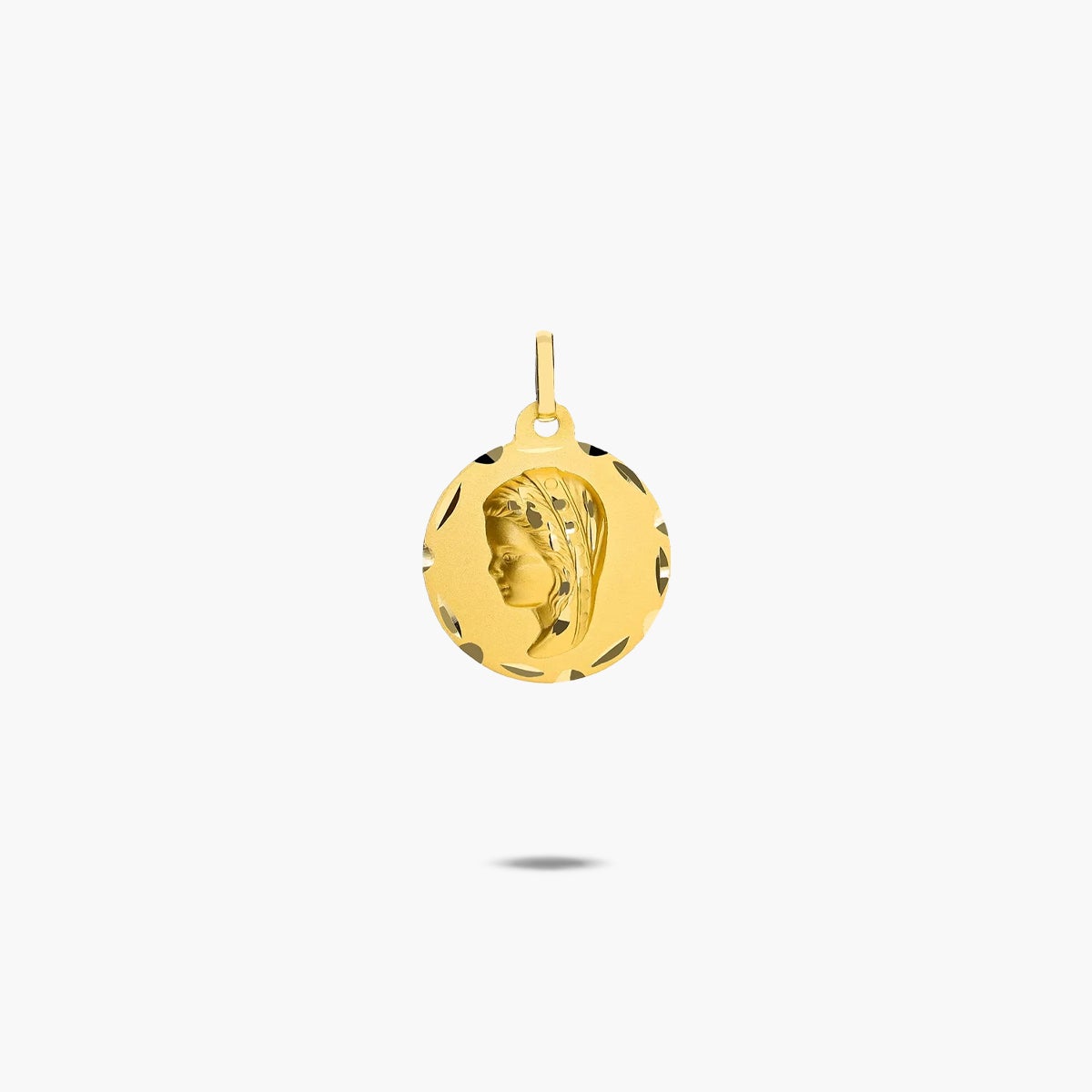 Medalla niña virgen con velo de oro 18 quilates 18 mm