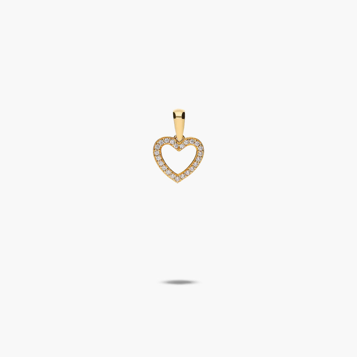 Colgante corazón de oro 18K circonita 10 mm
