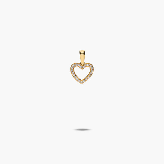 Colgante corazón de oro 18K circonita 10 mm