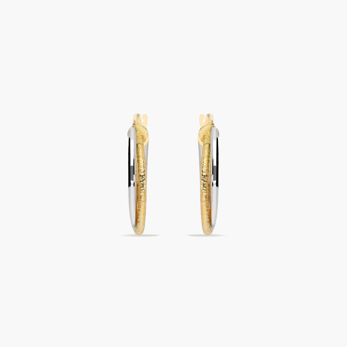 Pendientes de aro doble tubo de oro bicolor 18K 20 mm