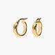 Pendientes de aro media caña rizado de oro 18K 15 mm