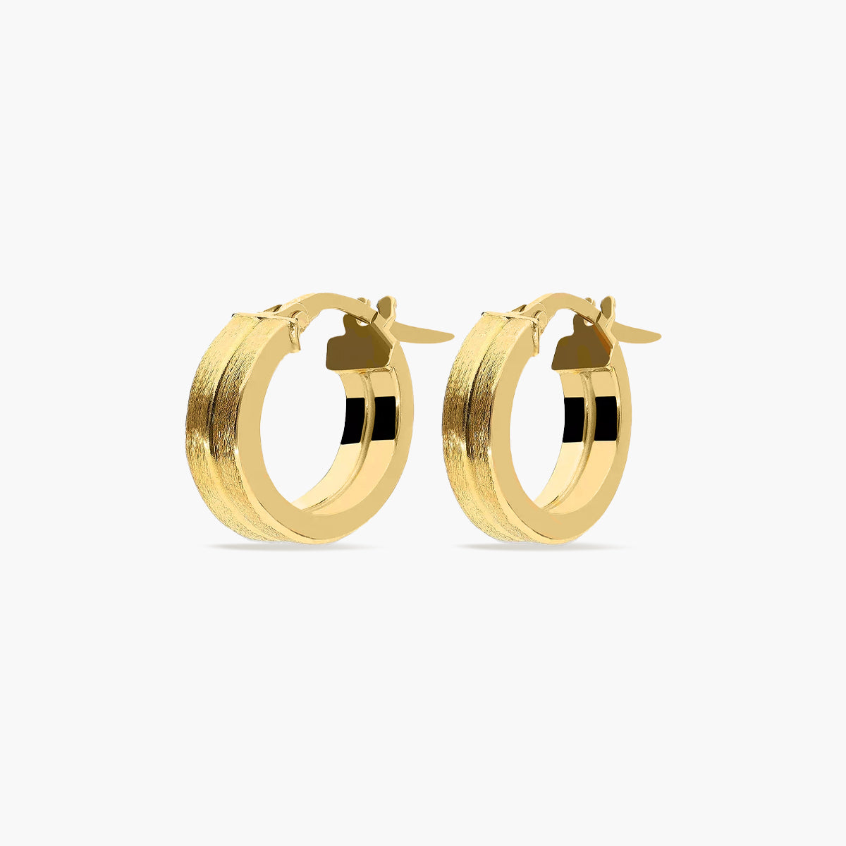 Pendientes de aro raya centro de oro 18K 15 mm