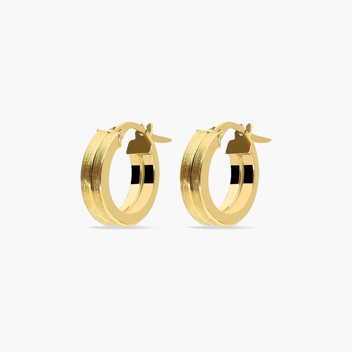 Pendientes de aro raya centro de oro 18K 15 mm