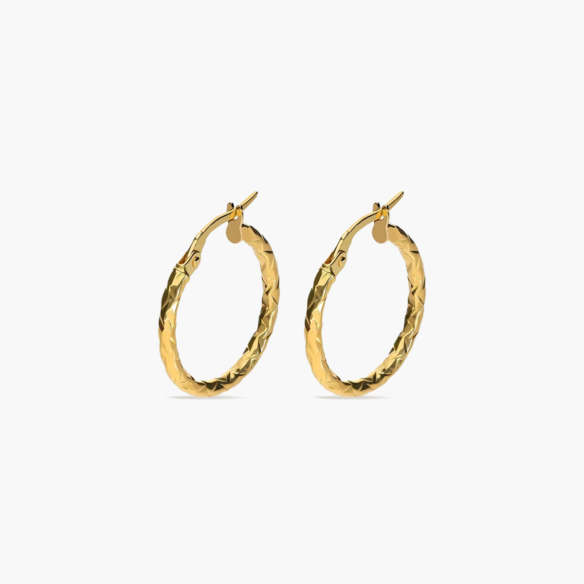Pendientes de aro dibujo triángulo de oro 18K 20 mm