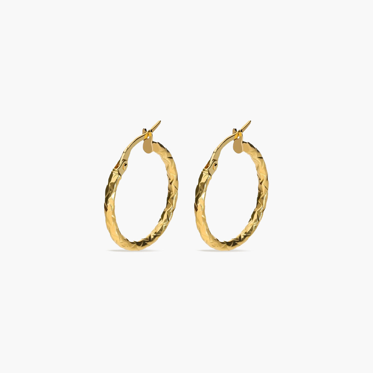 Pendientes de aro dibujo triángulo de oro 18K 25 mm